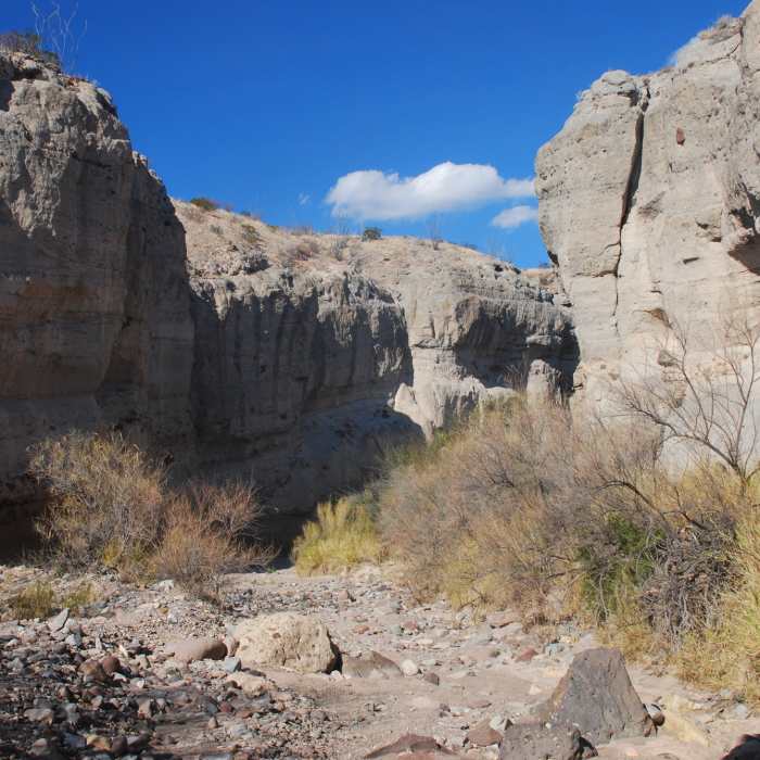 Tuff Canyon offers an exciting look into the area's volcanic history. Near Tuff Canyon Trail