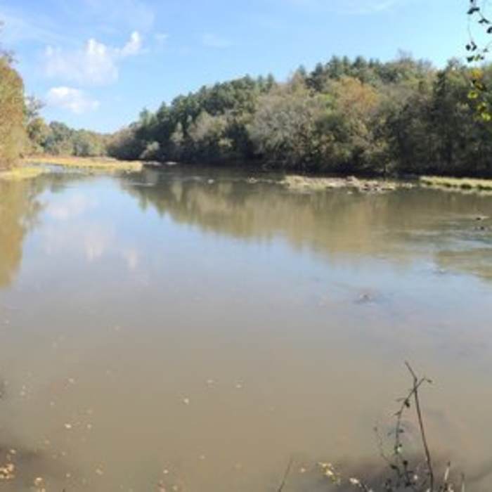 Panorama shot of Rocky River and Deep River confluence. Near White Pines Loop