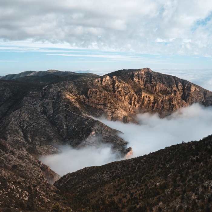 Sunrise cloud inversion, Guadalupe Mountains National Park. Near The Bowl Loop
