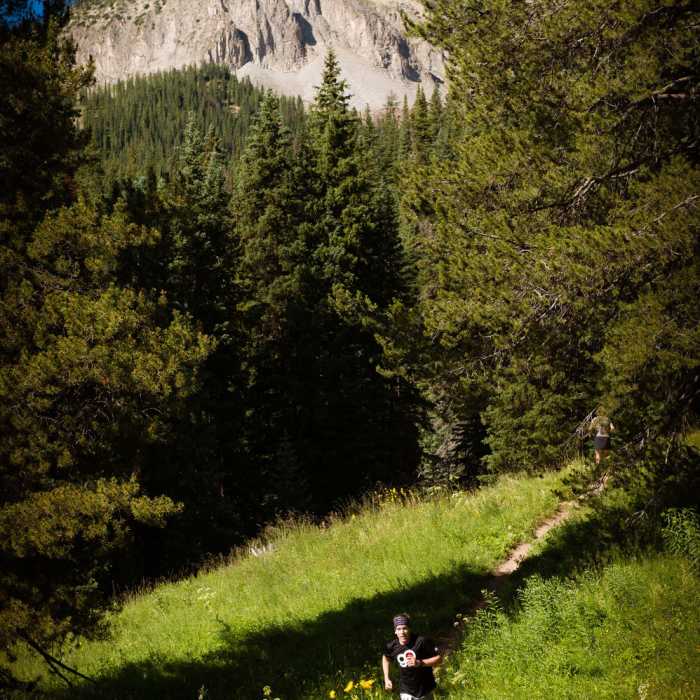 Descending Green Lake Trail with Mt Axtel in background. Near Green Lake Trail