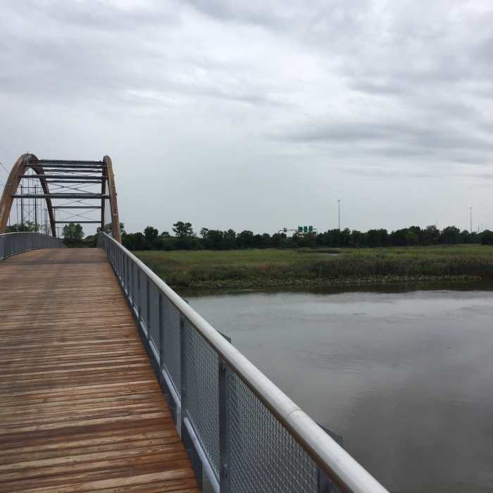 A walking bridge over the Christina River Near Jack A. Markell Trail