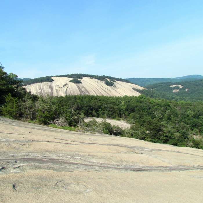 Stone Mountain as seen from Cedar Rock. Near Cedar Rock Trail