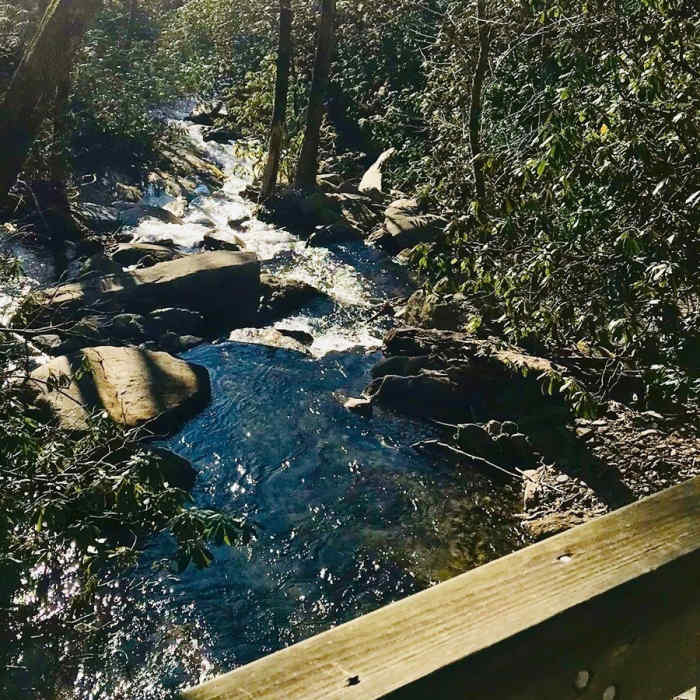 Bridge over Flat Creek at the Graybeard Trailhead Near Graybeard/Harry Bryan/Julia Woodward Loop
