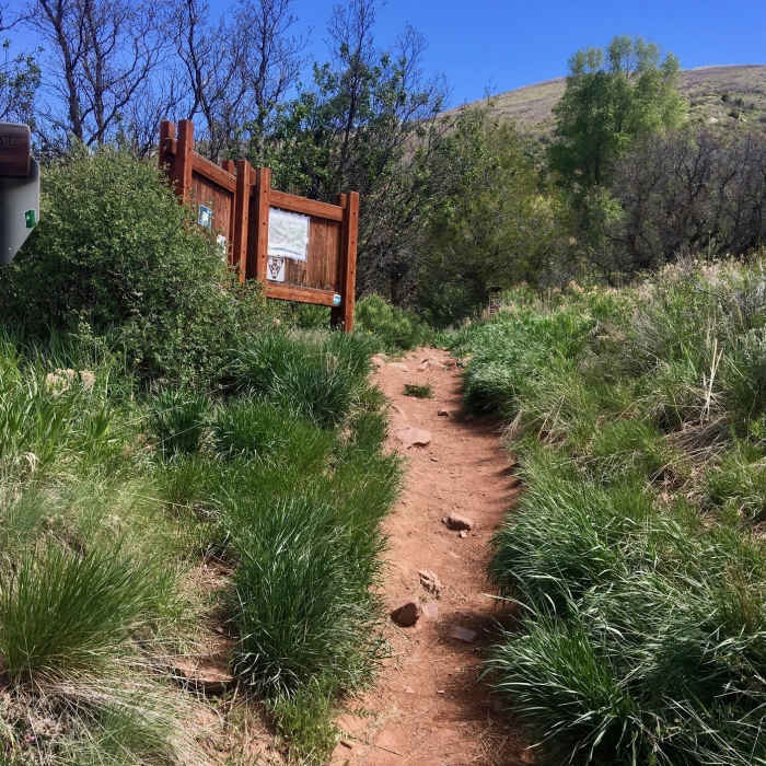 The Sunnyside Trailhead is marked by this signpost and informative kiosk. Near Rio Grande Trail