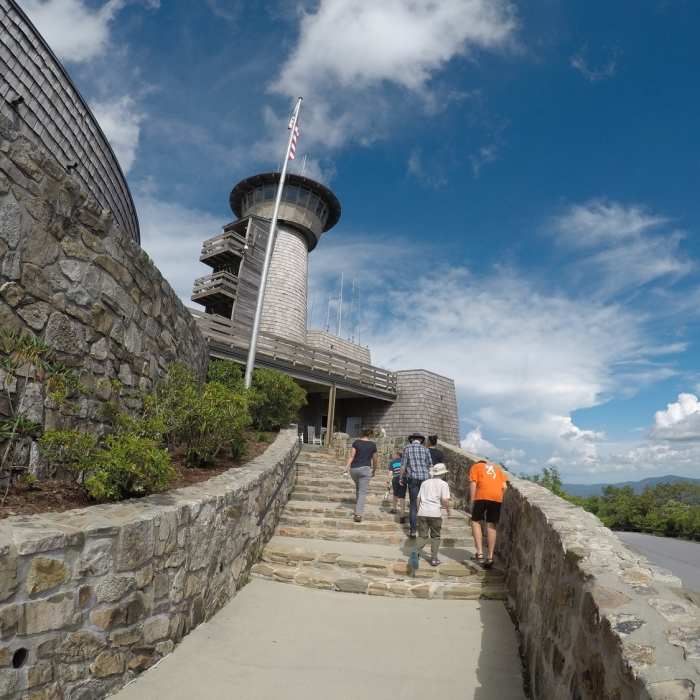 The tower from the approach. Near Brasstown Bald via Jack's Gap