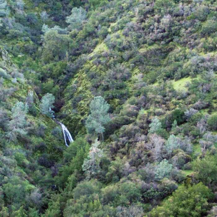 A distant view of the waterfalls on Mount Diablo's Falls Trail Near Mount Diablo Falls Loop