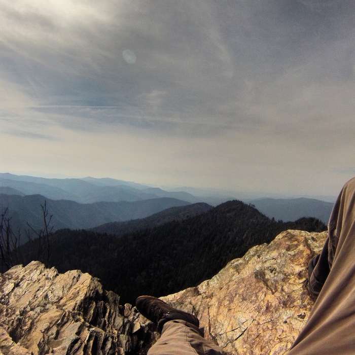 Resting the legs after a long hike up. This view from atop Mt. Leconte is known as Cliff Top. Near Alum Cave - Cliff Top Out and Back