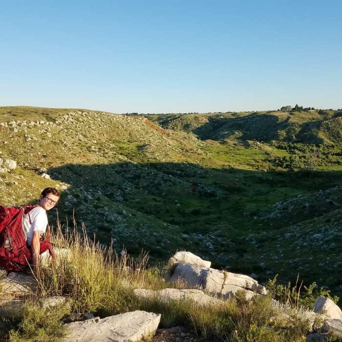 Looking south at the valley the trail just skirted. Near Harbor Bay Trail