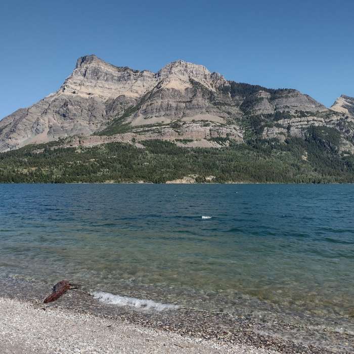 Vimy Peak to the east across Upper Waterton Lake. Near Waterton Townsite Loop