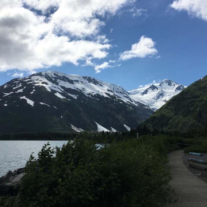 Byron Glacier cascades in the distance. Near Portage Glacier (Winter)