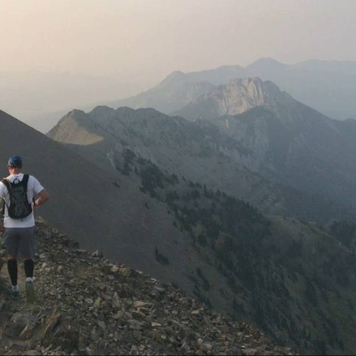 Sac Peak looking down to Ross Peak in the middle; Saddle Peak in the distance. Near Sacagawea Peak