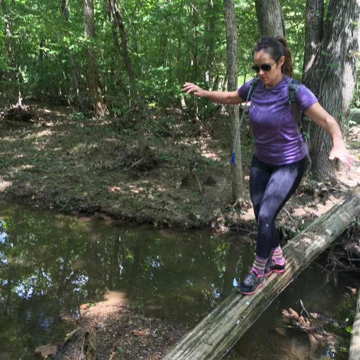 Jessie crossing the creek south of Burns Branch. Near War of 1812 Memorial to Tennessee Divide