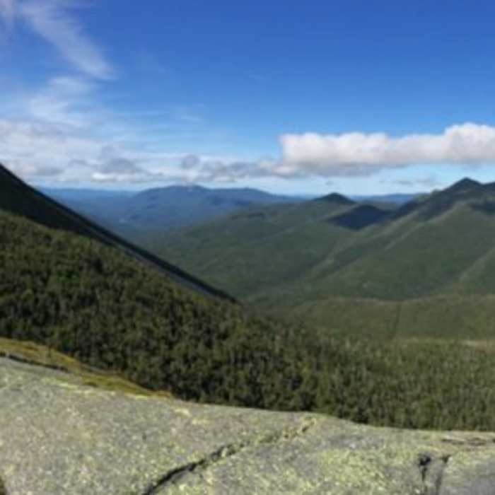 View from false summit of Colden. MacIntyre Range on the right (west/southwest). True summit of Colden on the left (south) Near Mount Colden via Lake Arnold