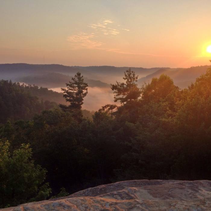 Sunrise from Natural Bridge Near Hood Branch Loop
