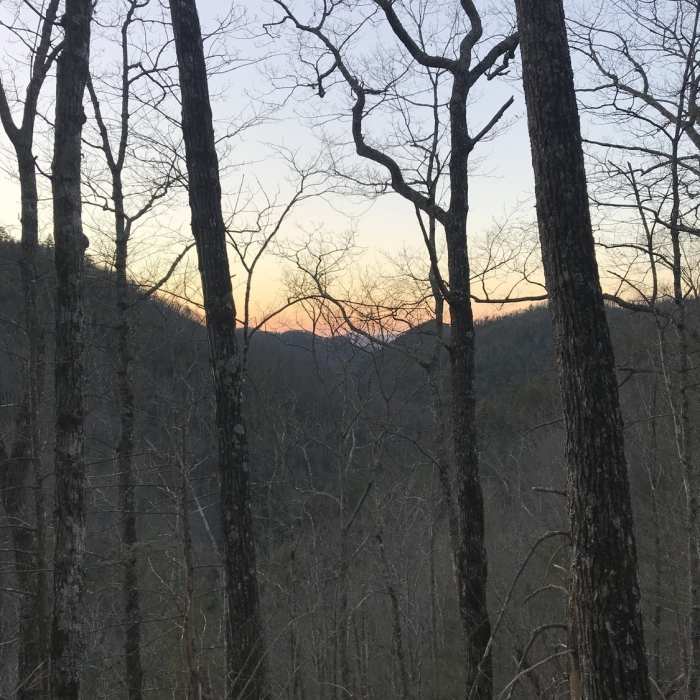 Sunset on return leg. Near Lumber Ridge Trail