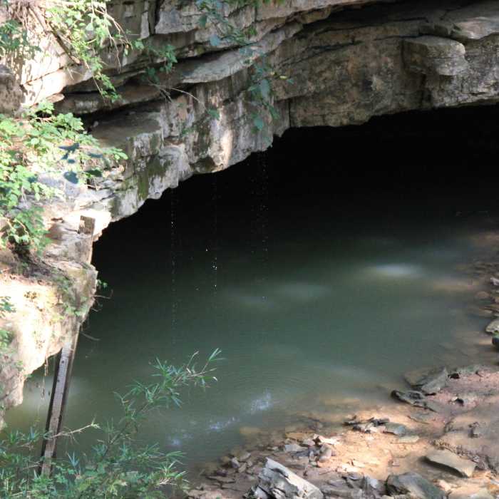 The underground River Styx emerges. Near Green River Bluffs Trail