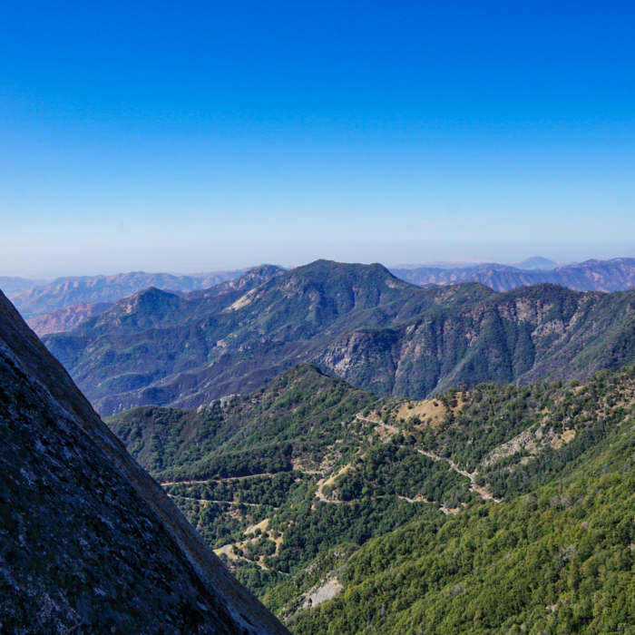 The view westward overlooking General's Highway. Near Sugar Pine Trail