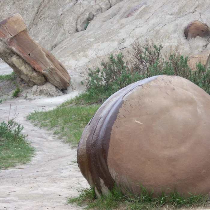 Cannonball Concretion at the Cannonball Concretion Parking Lot. Near Achenbach Loop