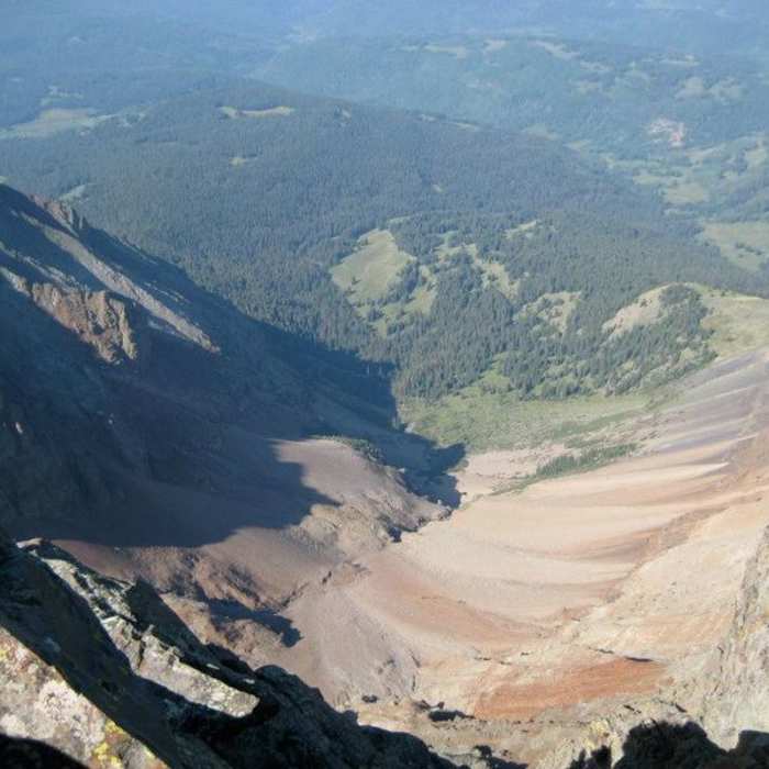 A stunning look back down into Kilpacker Basin and beyond. Near El Diente Peak South Slopes