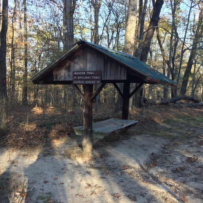 Day Shelter along the Ore Pit Trail (and Montgomery Bell Trail). Near Ore Pit Loop Trail